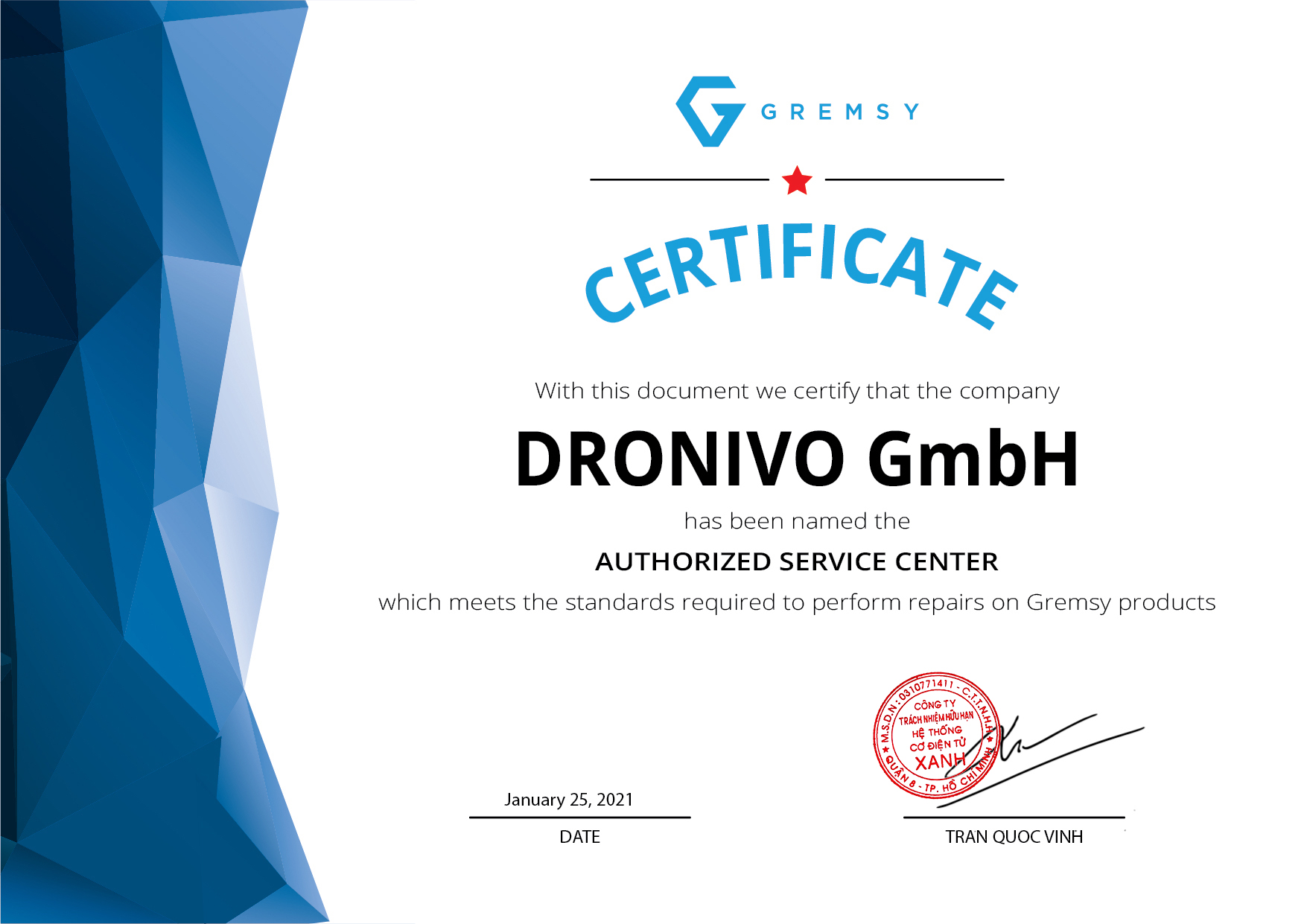 Dronivo becomes the official repair center for Gremsy! - Dronivo GmbH I Official Repair Center for Gremsy